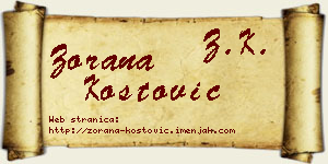 Zorana Kostović vizit kartica